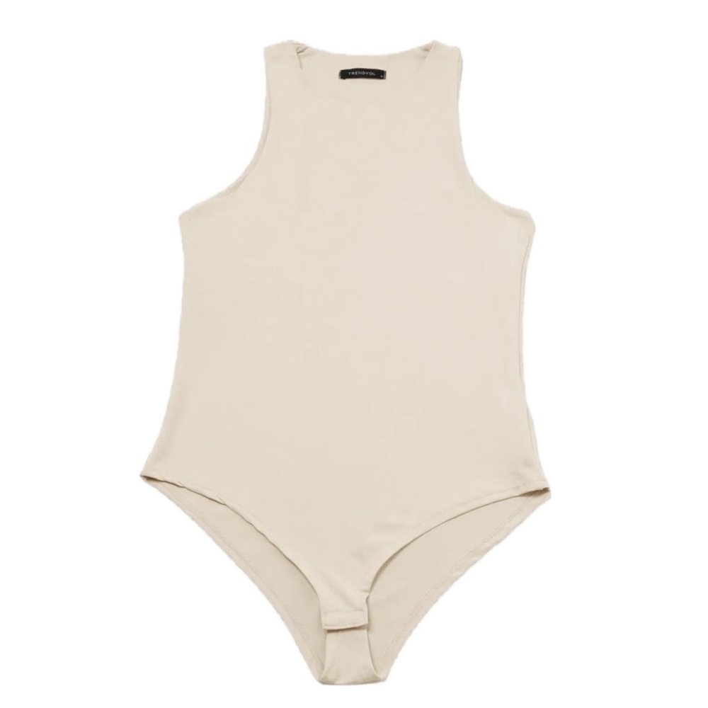 Trendyol Beige/Stone Halter Neck Bodysuit | Size S